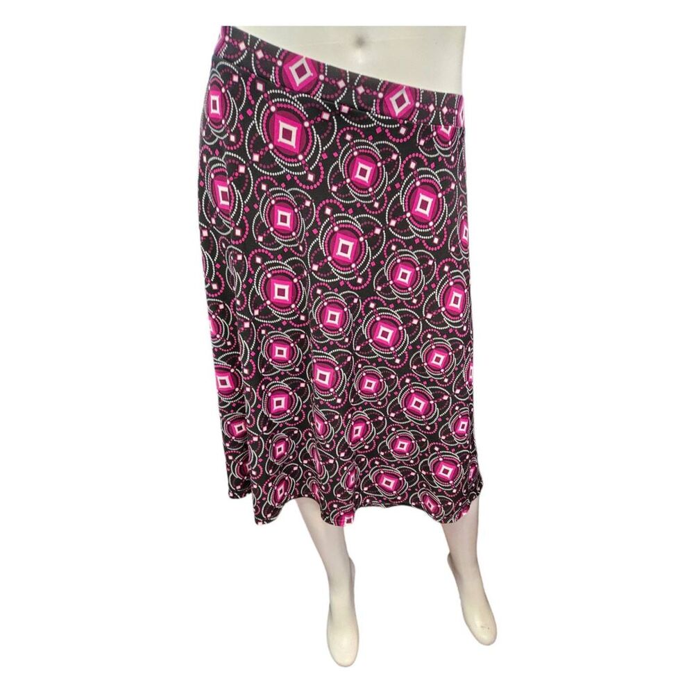 George Black and Pink Geometric Print Circle Skater Skirt Size 20